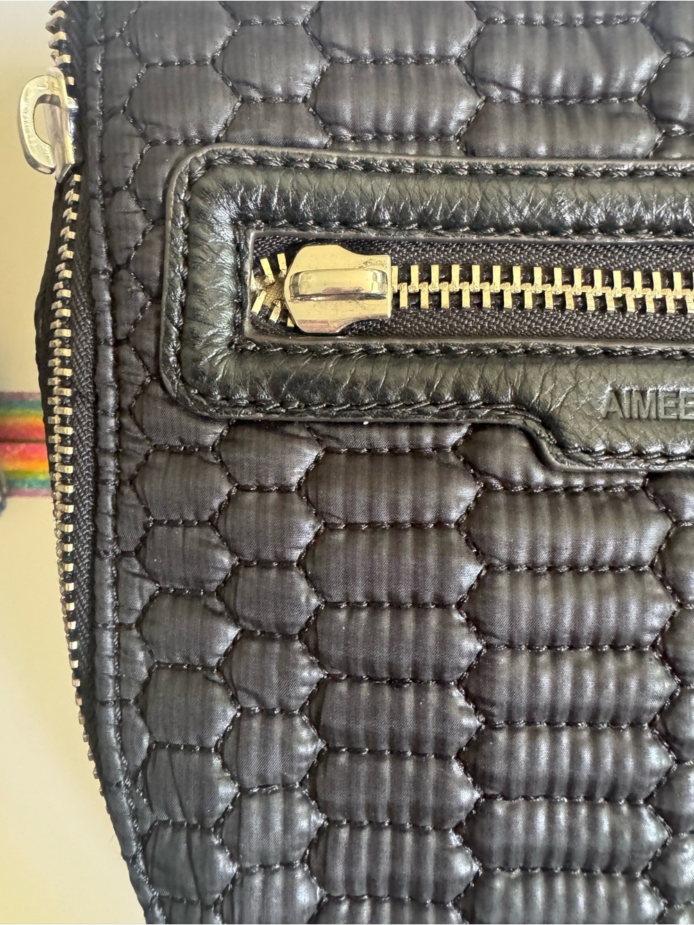 Aimee Kestenberg Quilted Black Backpack with Zip Pocket - Picture 5 of 6